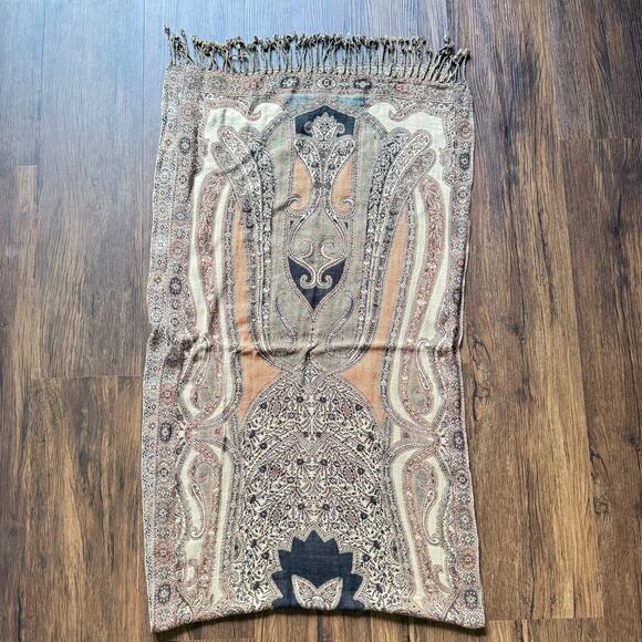 Paisley Fringe Scarf Shawl Wrap Boho Heritage Fall Accessory 71x20.5 - Picture 9 of 11